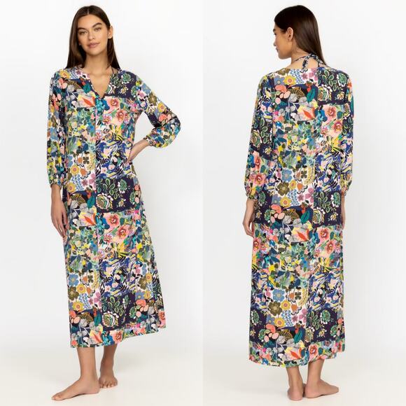 Johnny Was Layla Puff Sleeve Maxi Cover Up Dress Multi - Picture 1 of 10
